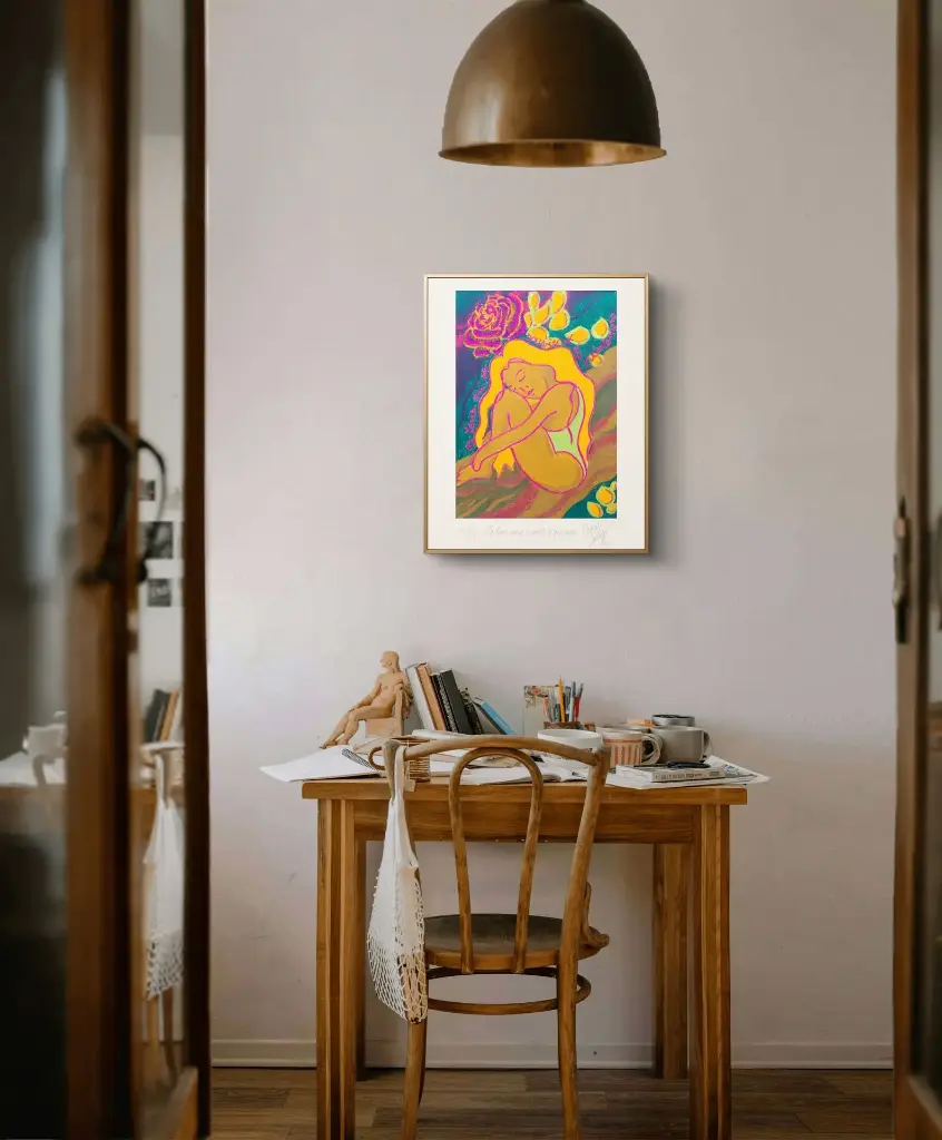 La terre qui se souvient du printemps - Vibrante Sauvage - Peinture Energétique - fond étagère.webp