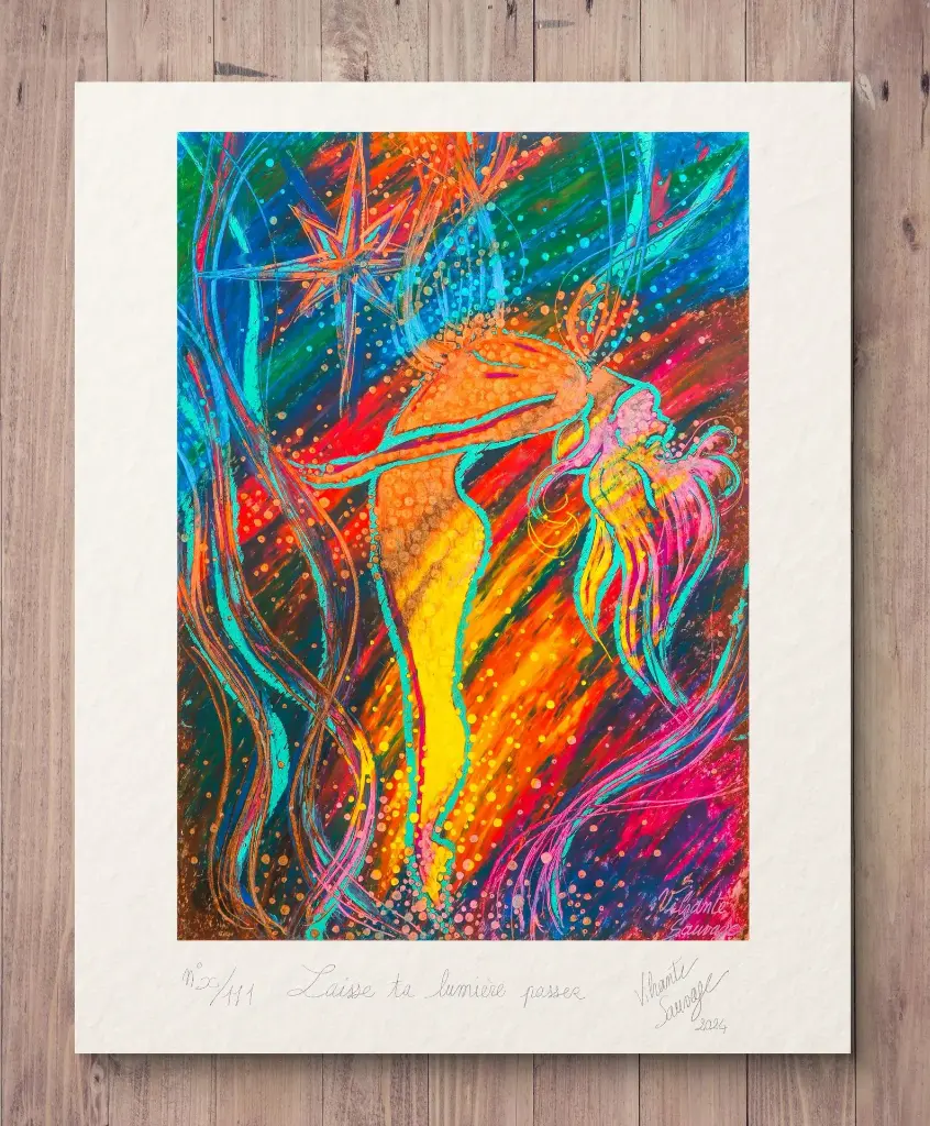 Laisse ta lumière passer - Vibrante Sauvage - Peinture énergétique - fond mur orange.webp