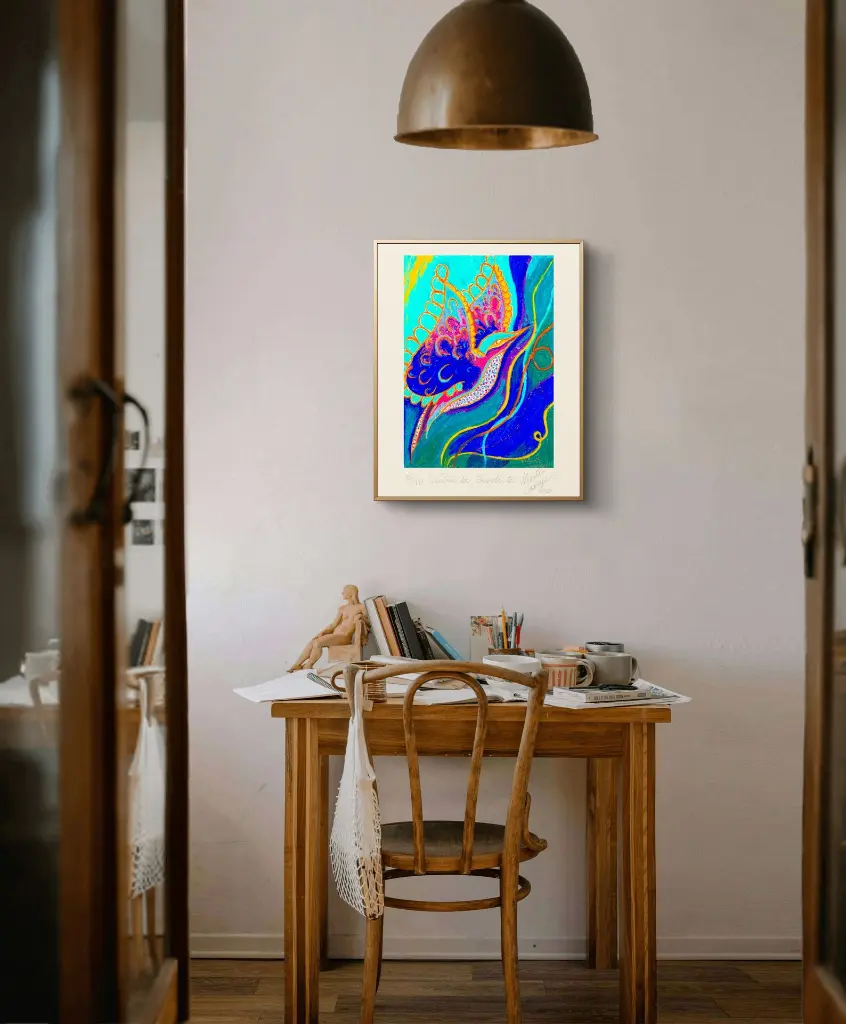 Libère toi, Envole toi - Vibrante Sauvage - Peinture énergétique  - Tirage d'art - fond bureau artiste.webp