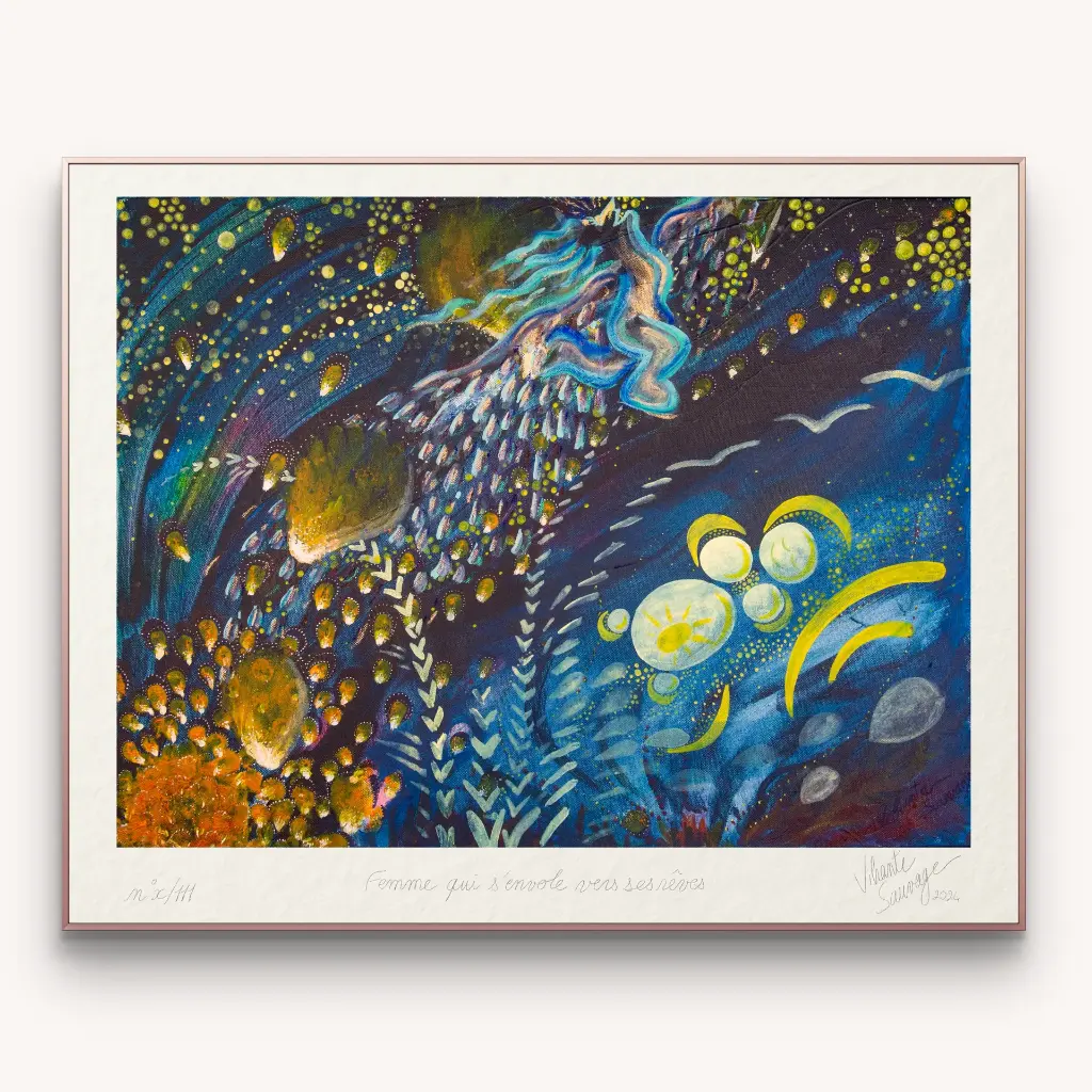 Femme qui s'envole vers ses rêves (50 x 40 cm)