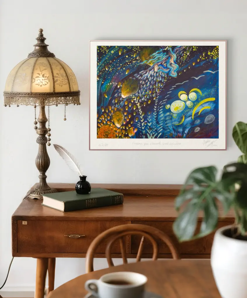 Femme qui s’envole vers ses rêves – Reproduction 40×50 cm